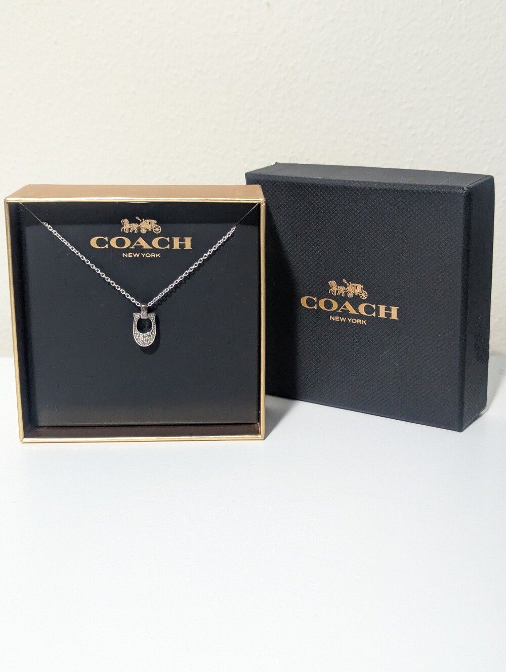 Coach Pave Signature C Silver Gold Tone Mix Necklace
